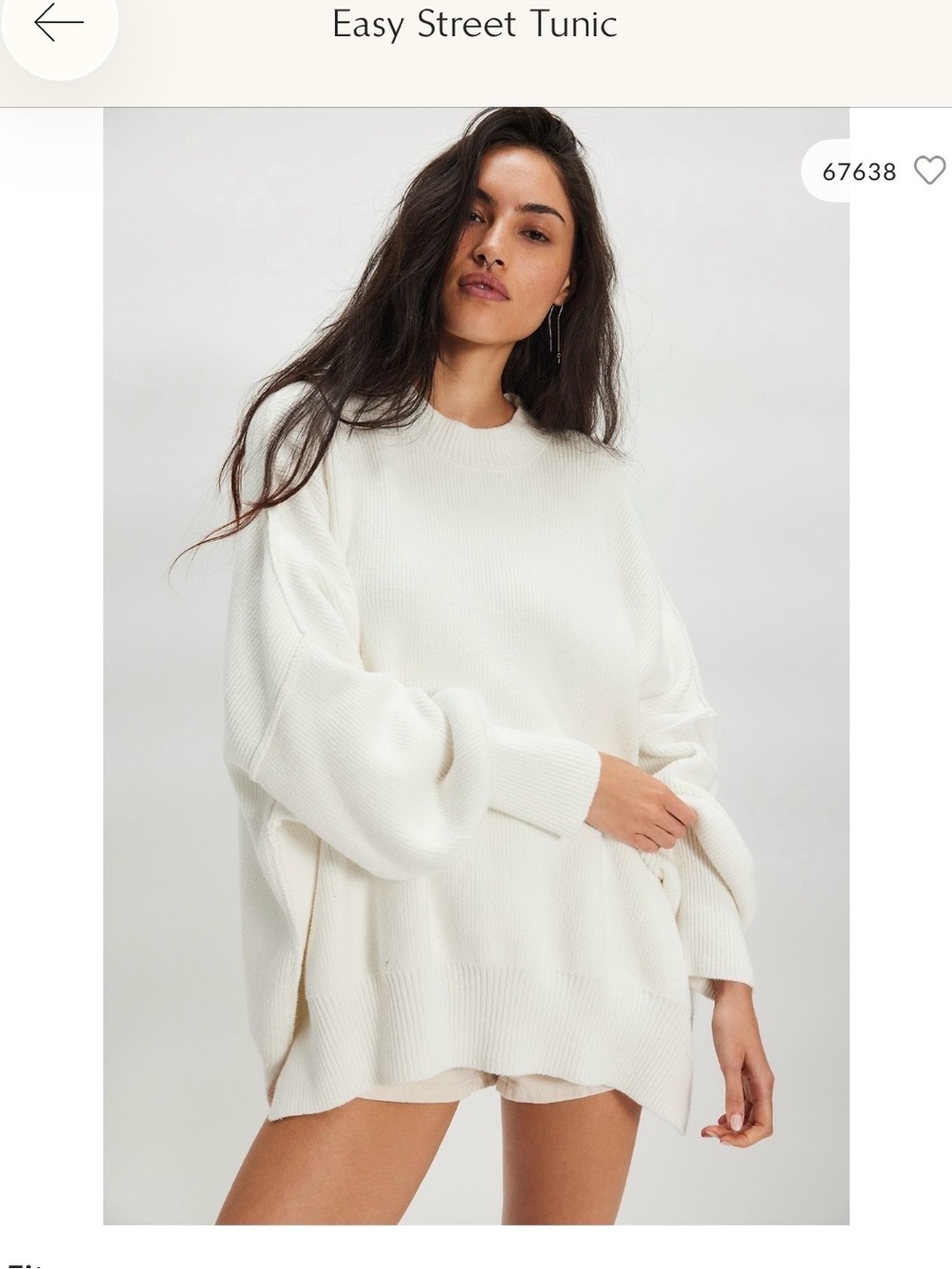 Free people Easy street Oversized Crew Tunic Sweater in White